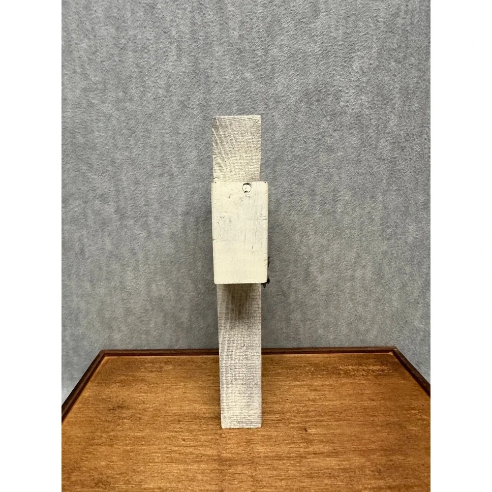 Wooden Grace Standing Cross White Distressed Rustic Metal Clip Decor